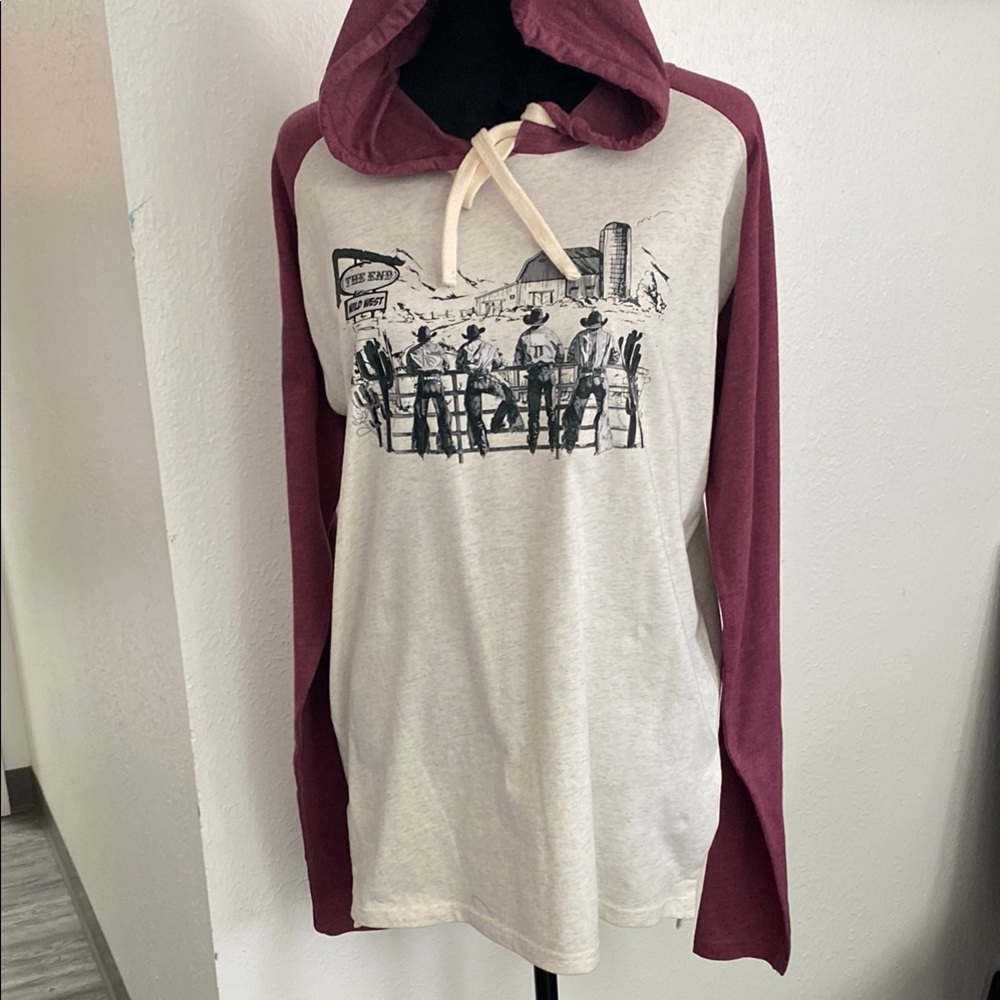 Burgundy and Gray Graphic Hoodie